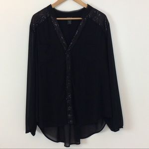 Torrid-Black Sequin Long Sleeve Top/Blouse 2X